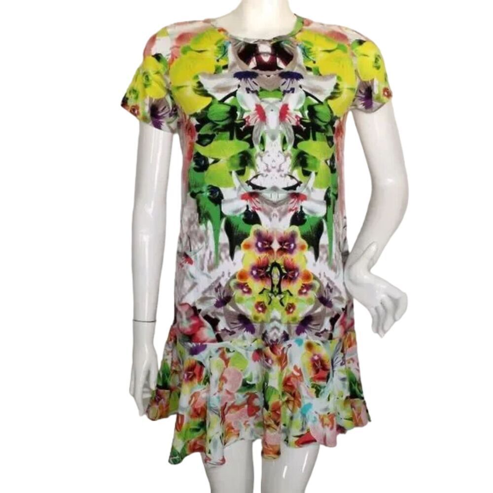 PRABAL GURUNG/Target Dress, M JR, Jersey Tee style/Ruffle Hem, Bold Orchid Print